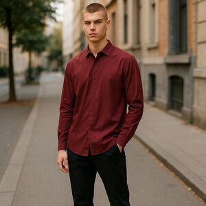 Alfani 100% Cotton Burgundy Blue Iridescent Button Up Shirt Size Small
